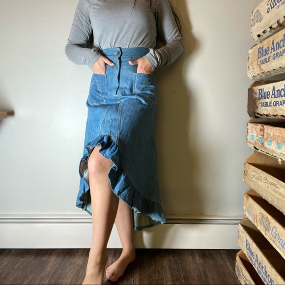 VINTAGE French dressing company denim high low skirt - Picture 2 of 4